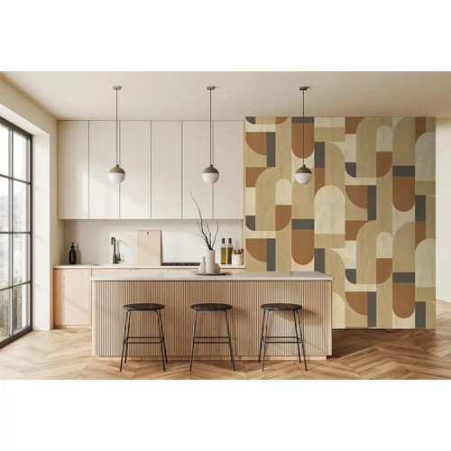 Retro hangulatú mozgalmas mintázatú poszter barna-fekete színben