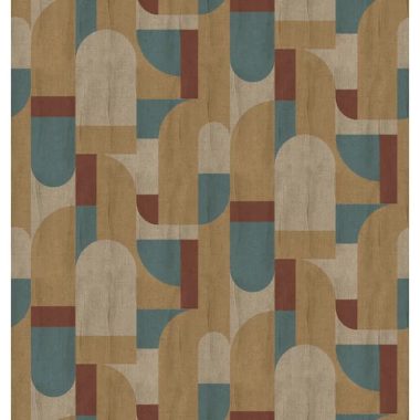   Retro hangulatú mozgalmas mintázatú poszter drapp- türkiz színben