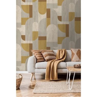   Retro hangulatú mozgalmas mintázatú poszter okkersárga-szürke színben