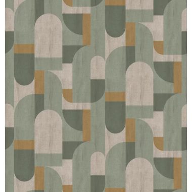   Retro hangulatú mozgalmas mintázatú poszter zsályazöld- drapp színben