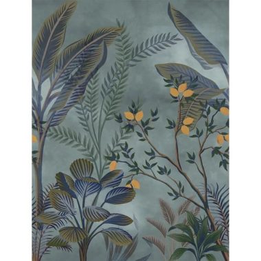   Enyhén antikolt mentazöld alapon citromfa és pálmafa mintás poszter