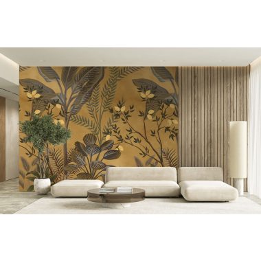   Enyhén antikolt okker alapon citromfa és pálmafa mintás poszter