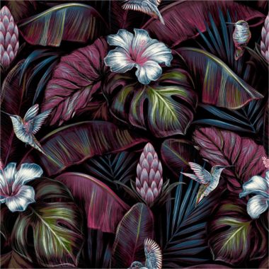 Lila Levél Vlies Tapéta 