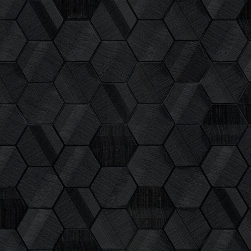 Fekete geometrikus hatszög - hexagon mintázatú vinyl Lamborghini tapéta 