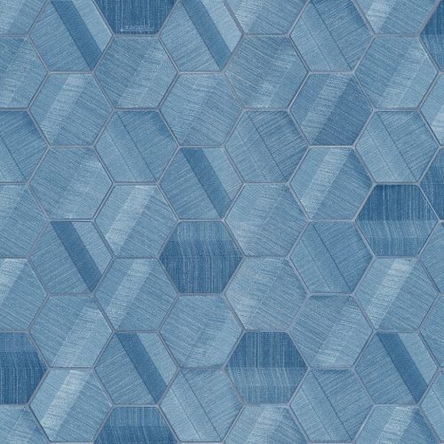 Kék geometrikus hatszög - hexagon mintázatú vinyl Lamborghini tapéta 
