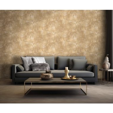   Barna szövet struktúrájú, levél mintás vinyl Lamborghini tapéta 