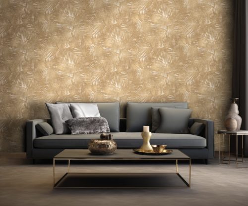 Fehér alapon világos szürke szövet struktúrájú, levél mintás vinyl Lamborghini tapéta 