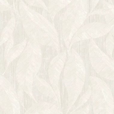   Szövött alapon, szolid levél mintás tapéta, világos szürke színben, mosható felszínnel