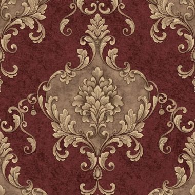   Bordó alapon arany óriás barokkmintás csillámporos tapéta