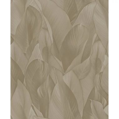  3D hatású zsúfolt banánlevél mintás tapéta matt taupe barna színben