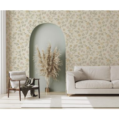 Bézs Virág Vinyl Tapéta 