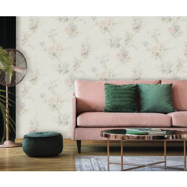 Bézs Virág Vinyl Tapéta 