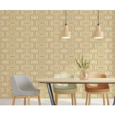 Bézs Geometrikus Vinyl Tapéta 